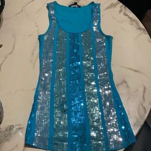 Express Blue Sequin Tank // SZ XS